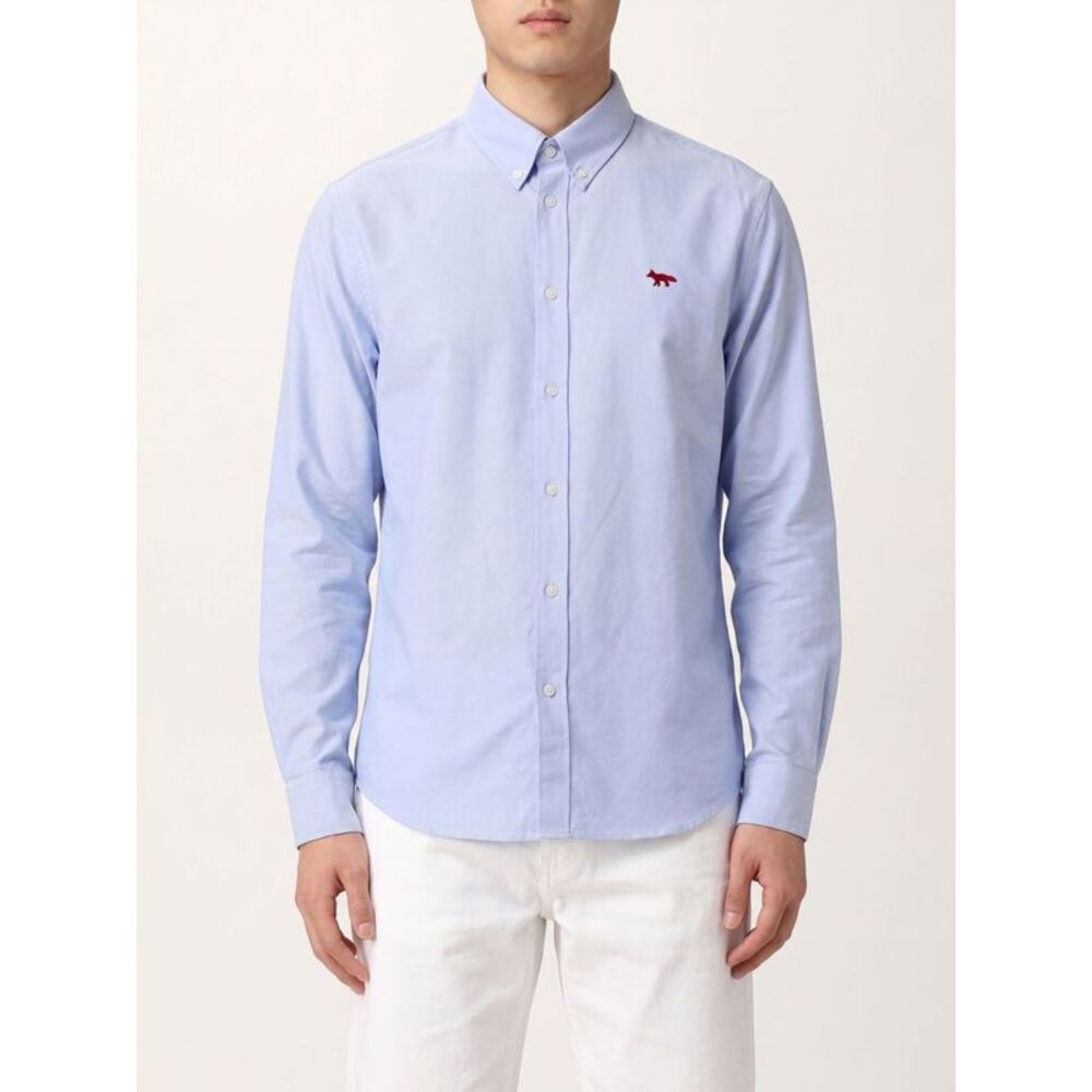 Maison Kitsune Shirt Men Gnawed Blue